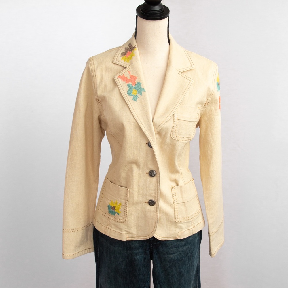 Boho chic embroidered tailored blazer jacket FDJ 8